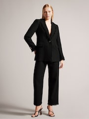 Ted Baker Black Longline Melliie Single Breasted Leather Blazer - Image 3 of 6