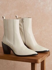 Mint Velvet Cream Sydney Cowboy Boots - Image 1 of 3