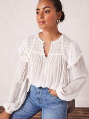 Mint Velvet White Floral Detail Blouse - Image 1 of 4