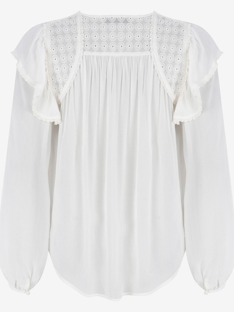 Mint Velvet White Floral Detail Blouse - Image 4 of 4