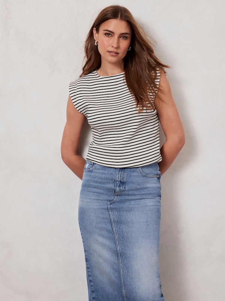 Mint Velvet Natural Stripe Extended Sleeve T-Shirt - Image 2 of 8