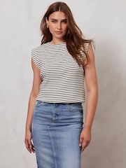 Mint Velvet Natural Stripe Extended Sleeve T-Shirt - Image 3 of 8