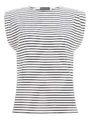 Mint Velvet Natural Stripe Extended Sleeve T-Shirt - Image 7 of 8