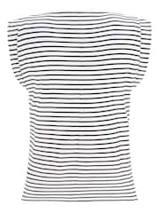 Mint Velvet Natural Stripe Extended Sleeve T-Shirt - Image 8 of 8