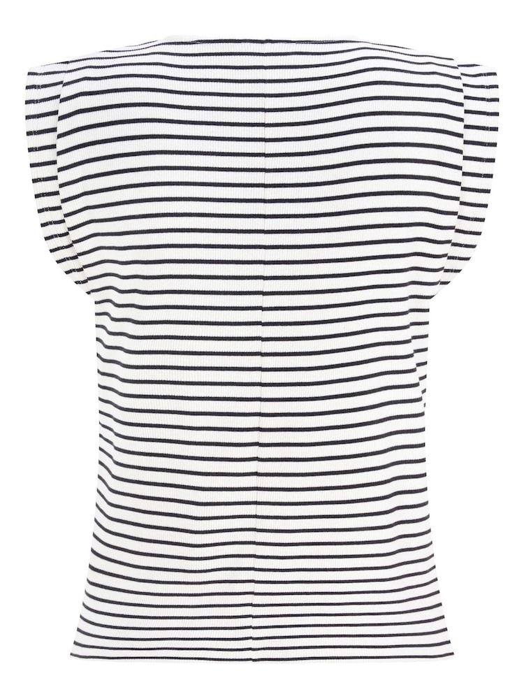 Mint Velvet Natural Stripe Extended Sleeve T-Shirt - Image 8 of 8