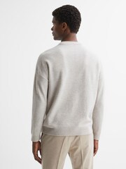 Reiss Oatmeal Melange Putney Wool Crew Neck Jumper - Image 5 of 5