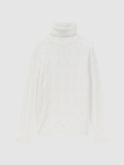 Reiss Ecru Alston Cable Knitted Roll Neck Jumper - Image 2 of 4