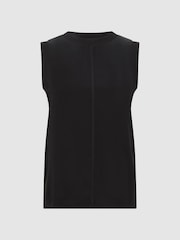 Reiss Black Dotty Silk Front Crew Neck Vest - Image 2 of 5