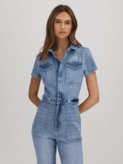 Mono largo de denim con pernera pitillo de Good American - Imagen 1 de 4