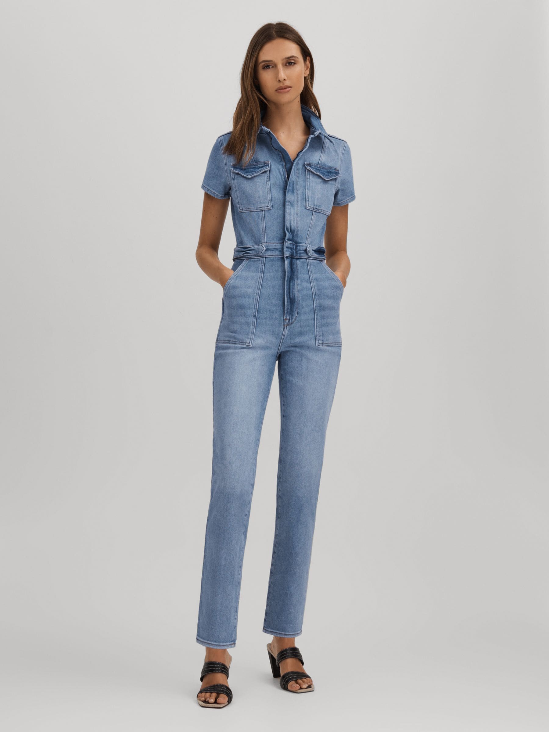Skinny denim jumpsuit discount