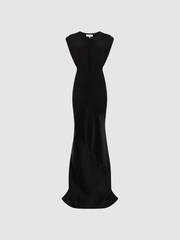 Reiss Black Noa Jersey Satin Maxi Dress - Image 2 of 8