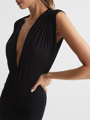 Reiss Black Noa Jersey Satin Maxi Dress - Image 4 of 8