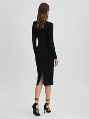 Reiss Black Sage Mesh Detail Midi Dress - Image 5 of 5