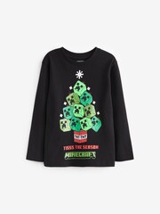 Minecraft Black Long Sleeve Christmas T-Shirt (3-16yrs) - Image 4 of 6