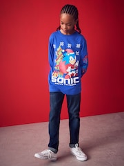 Sonic Cobalt Blue Long Sleeve Christmas T-Shirt (3-16yrs) - Image 3 of 7