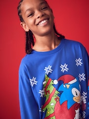 Sonic Cobalt Blue Long Sleeve Christmas T-Shirt (3-16yrs) - Image 4 of 7