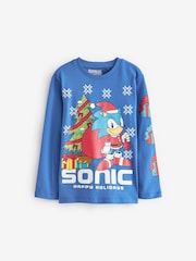 Sonic Cobalt Blue Long Sleeve Christmas T-Shirt (3-16yrs) - Image 6 of 7