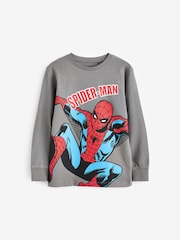 Charcoal Grey Marvel Long Sleeve T-Shirt (3-16yrs) - Image 1 of 3