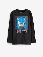 Sonic Black Long Sleeve Flippy Sequin License T-Shirt (3-14yrs) - Image 1 of 4