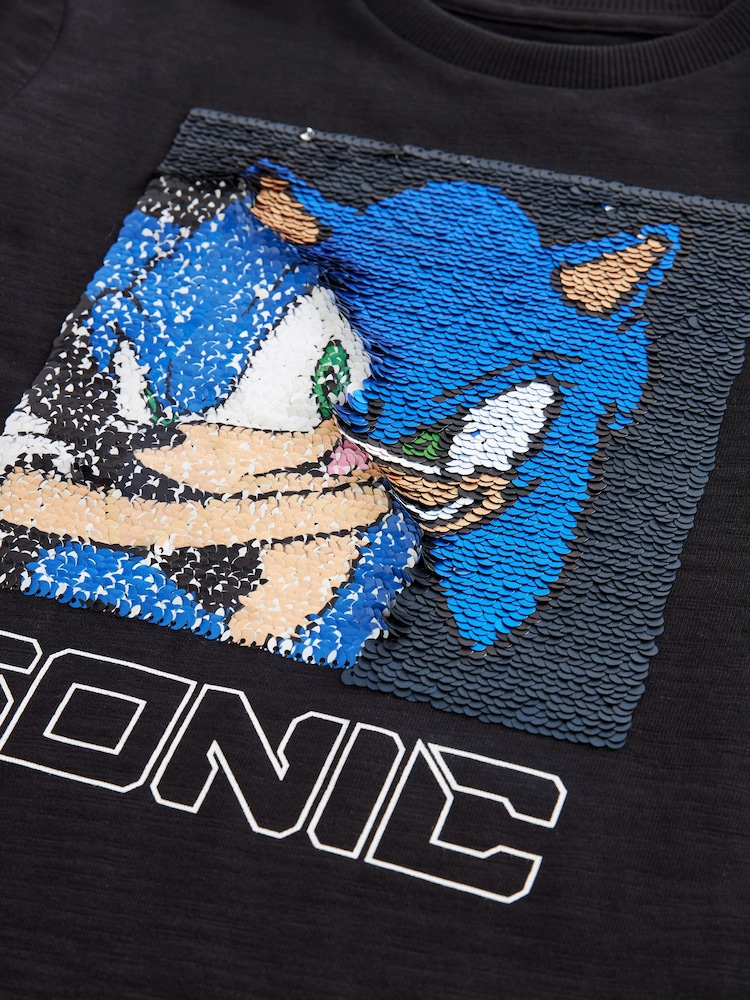 Sonic Black Long Sleeve Flippy Sequin License T-Shirt (3-14yrs) - Image 4 of 4