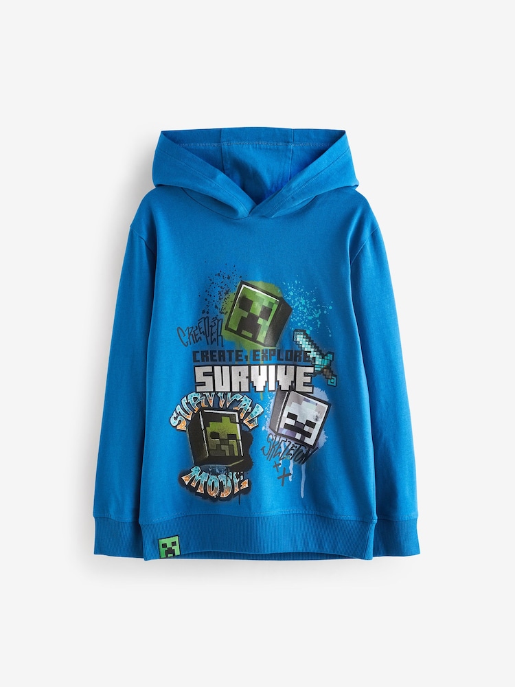 Blue Minecraft Long Sleeve Hoodie (4-16yrs) - Image 1 of 3