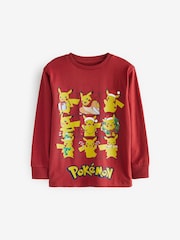 Pokémon Pikachu Red Long Sleeve Christmas T-Shirt (3-16yrs) - Image 1 of 3