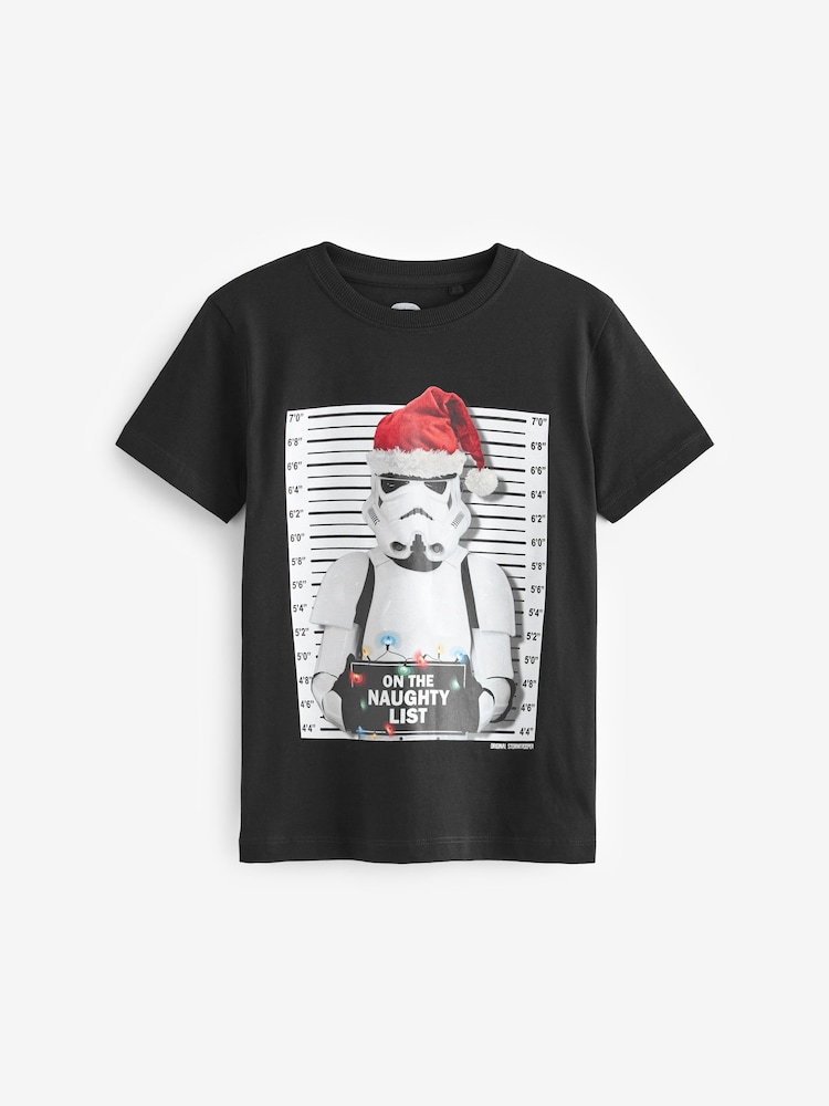 Stormtrooper Black Short Sleeve Christmas T-Shirt (3-16yrs) - Image 1 of 3