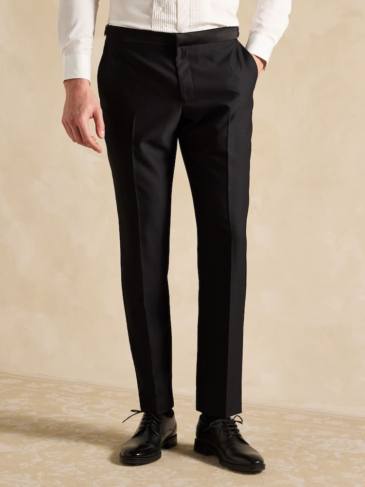 Joules Black Slim Fit Tuxedo Suit Trousers - Image 1 of 9