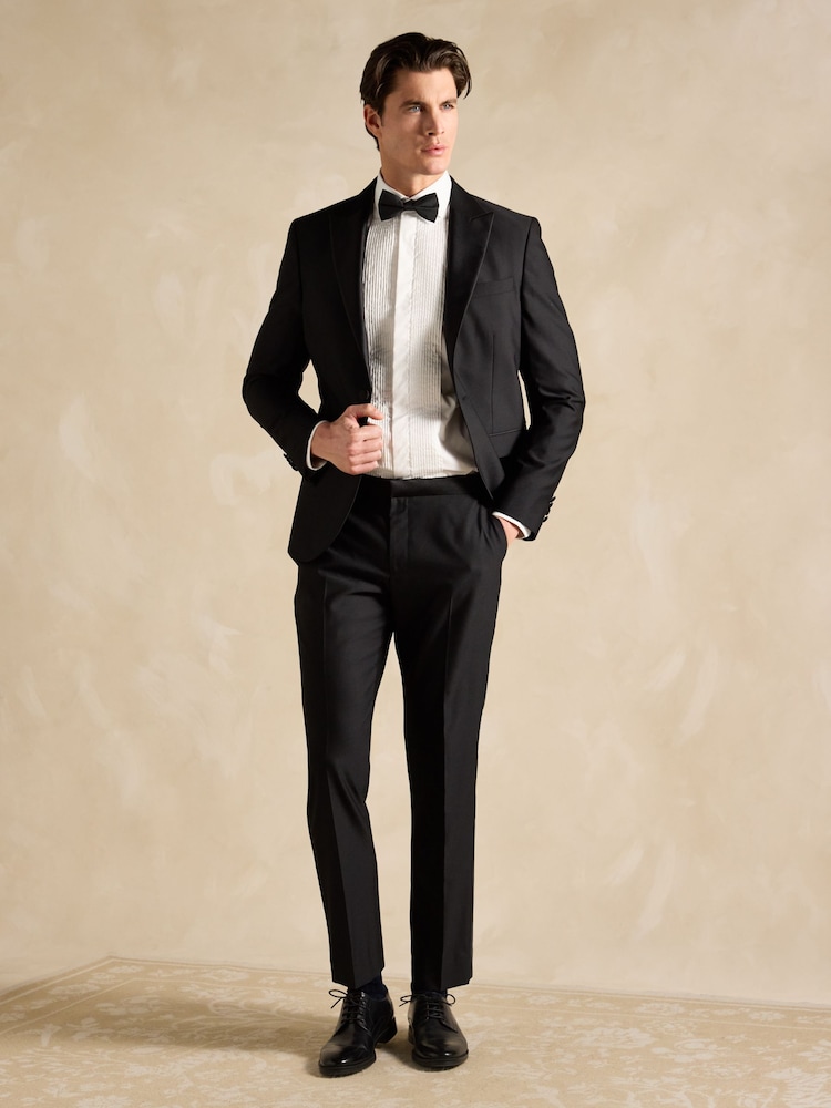 Joules Black Slim Fit Tuxedo Suit Trousers - Image 4 of 9