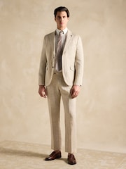 Joules Cream Slim Textured Suit Jacket - Image 2 of 13