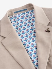 Joules Cream Slim Textured Suit Jacket - Image 9 of 13