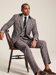 Joules Pink Slim Fit Trimmed Check Suit Jacket - Image 2 of 8