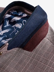 Joules Pink Slim Fit Trimmed Check Suit Jacket - Image 6 of 8