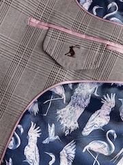 Joules Pink Slim Fit Trimmed Check Suit Jacket - Image 7 of 8