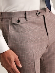 Joules Pink Slim Fit Trimmed Check Suit Trousers - Image 3 of 7