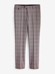 Joules Pink Slim Fit Trimmed Check Suit Trousers - Image 4 of 7