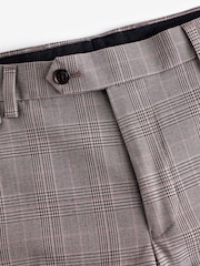 Joules Pink Slim Fit Trimmed Check Suit Trousers - Image 5 of 7