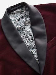 Joules Burgundy Red Slim Fit Velvet Blazer - Image 10 of 12