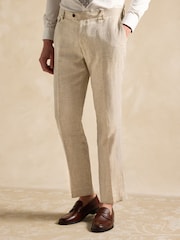 Cream Slim Textured Suit Trousers - Image 1 of 10