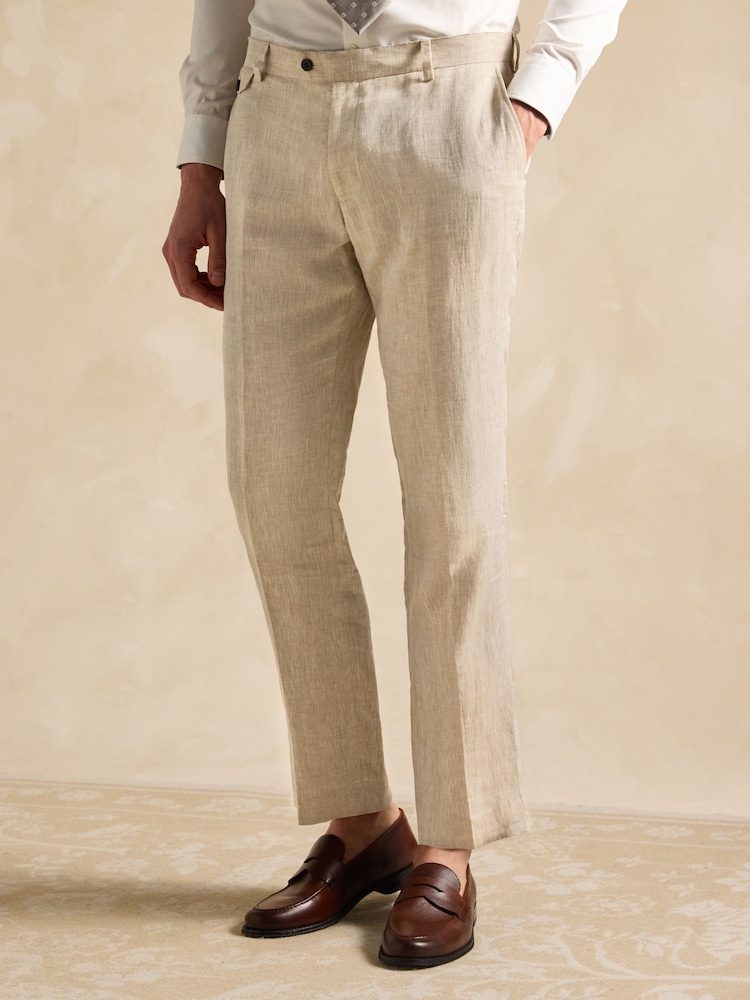 Cream Slim Textured Suit Trousers - Image 1 of 10