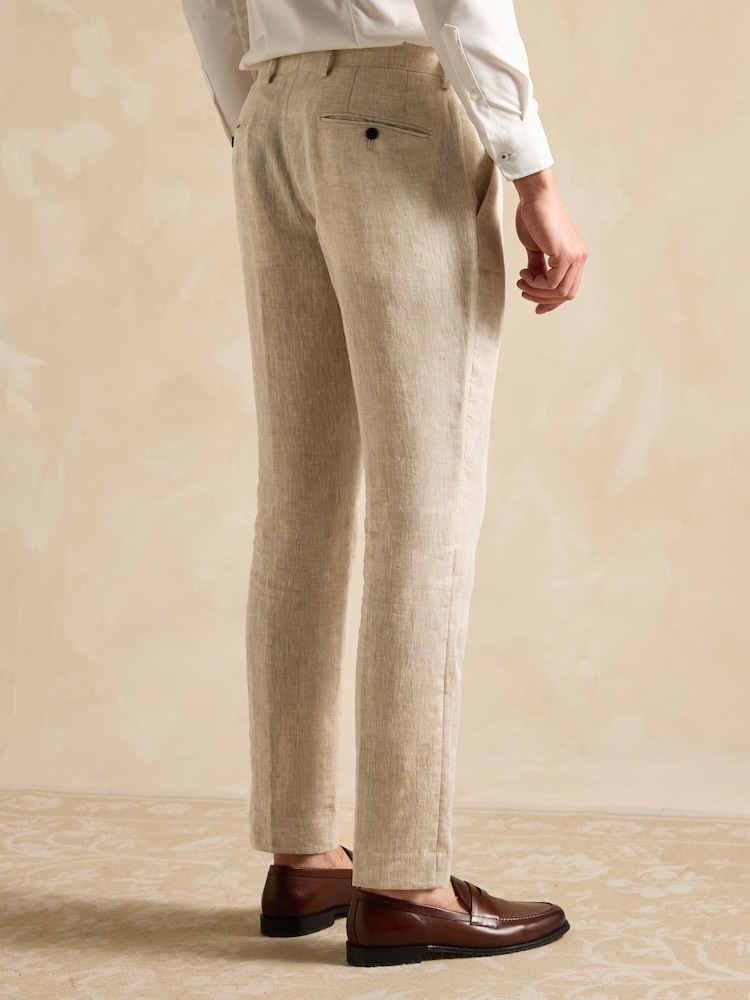 Cream Slim Textured Suit Trousers - Image 2 of 10