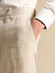 Cream Slim Textured Suit Trousers - Image 5 of 10