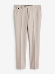 Cream Slim Textured Suit Trousers - Image 7 of 10