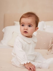 White Ground 100% Cotton Single Smart Sleepsuit (0-2yrs) - Image 1 of 10