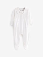 White Ground 100% Cotton Single Smart Sleepsuit (0-2yrs) - Image 6 of 10