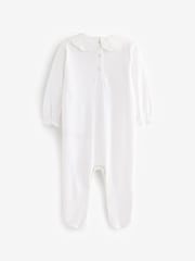 White Ground 100% Cotton Single Smart Sleepsuit (0-2yrs) - Image 7 of 10
