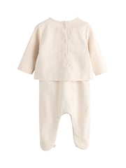 Ecru White Occasion Mock Shirt Baby Sleepsuit (0-18mths) - Image 6 of 11