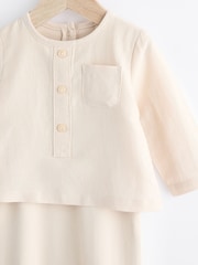 Ecru White Occasion Mock Shirt Baby Sleepsuit (0-18mths) - Image 7 of 11
