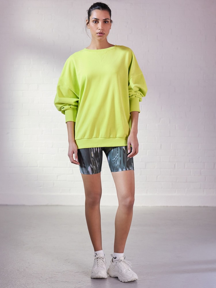 Lime Green Oversized Active Longline Relaxed Summer Crew Neck Sweatshirt - Image 2 of 7