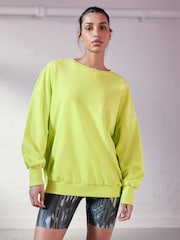 Lime Green Oversized Active Longline Relaxed Summer Crew Neck Sweatshirt - Image 3 of 7
